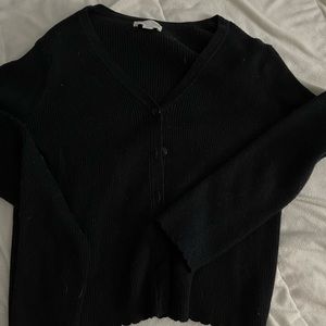 black cropped button up sweater. bought at a boutique